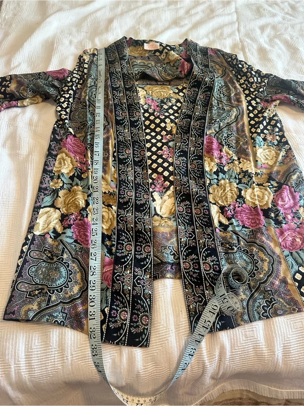 Vintage Floral Paisley Open-Front Jacket Black/Multi